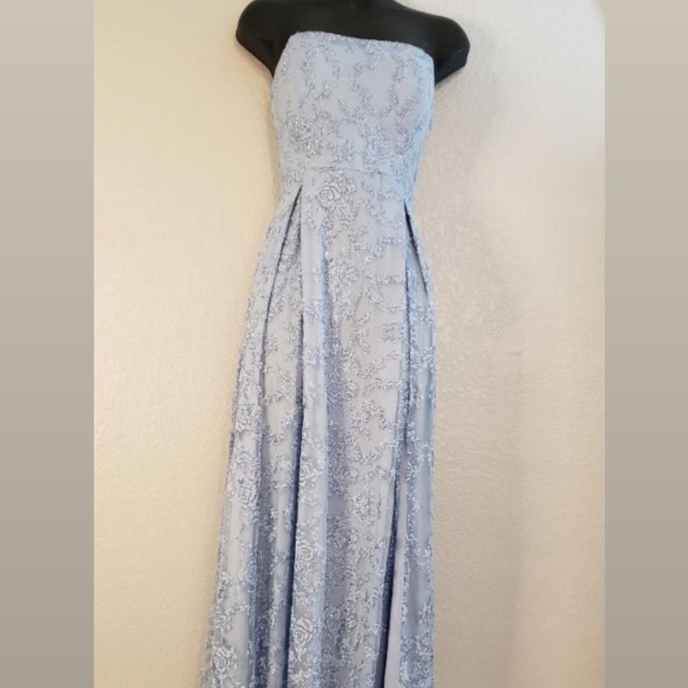 Vintage long blue side slit dress